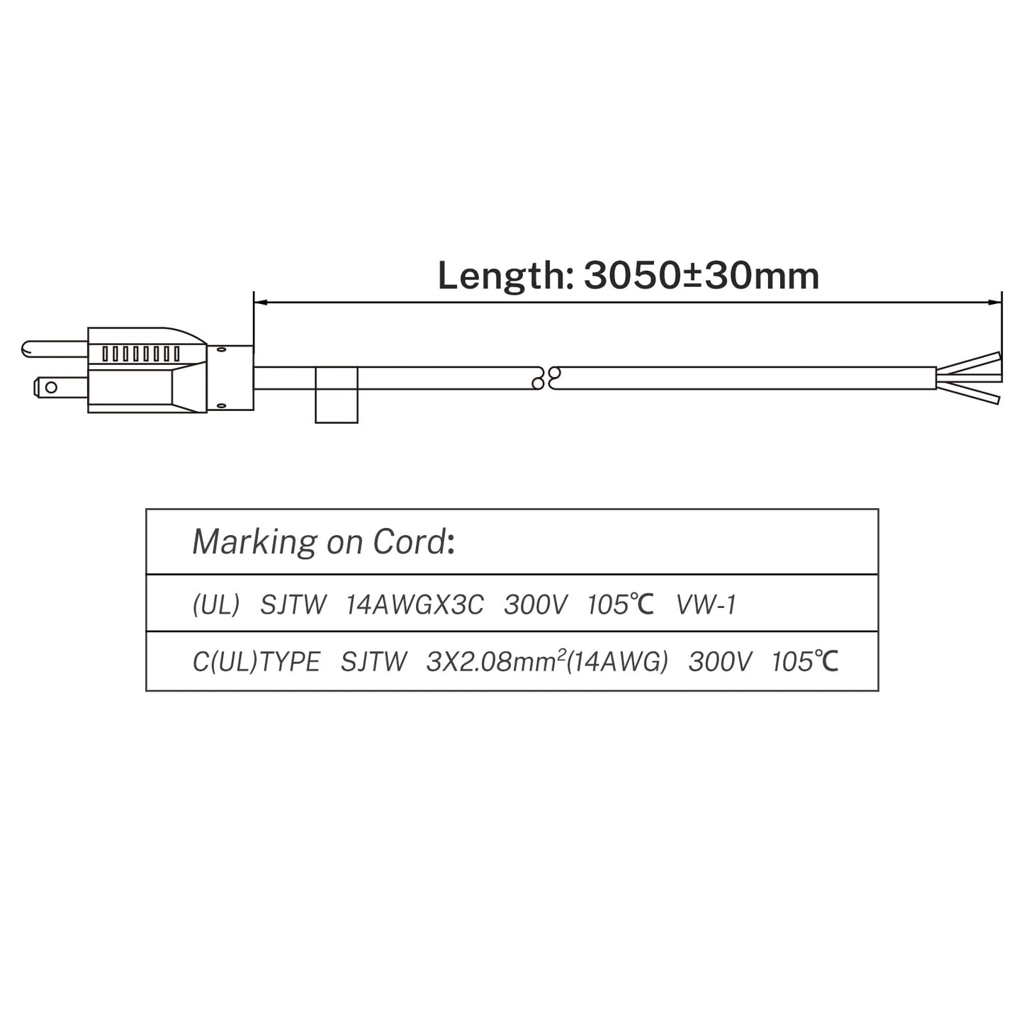 FIRMERST 14 Gauge 10 feet 3 Prong Power Cord Replacement with Three Screw Terminal, NEMA 5-15P