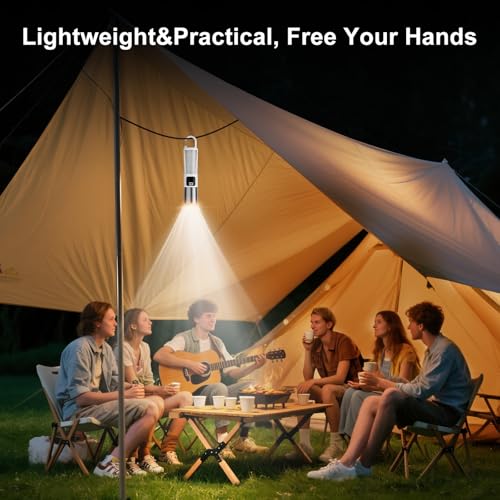 SKYFIRE LED Rechargeable Flashlight with Ambient Lamp,2000lm Super Bright Flashlight with Hook,7 Modes,3 Colors,Zoomable Flashlights High Lumens for Camping Essentials,Outdoor,Home Emergency&Gifts