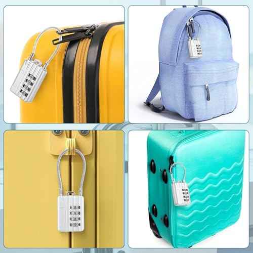 Moxweyeni 16 Pack Luggage Combination Lock 4 Digit Cable Padlock for Gym Padlock Waterproof Resettable Padlocks for Travel Suitcase Backpack School Gym Cabinet (Silver)