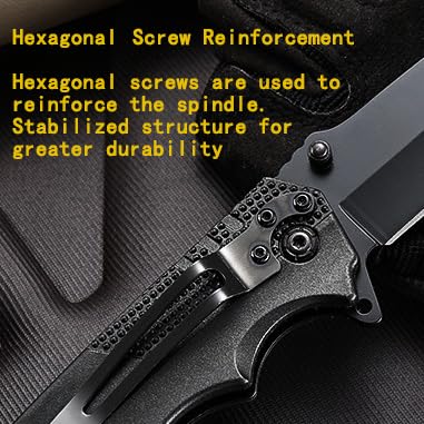 Pocket Knife with Serrated Clip Blade, Folding Pocket Knife for Outdoor Tactical Survival and EDC, Survival Knife Liner-Lock Belt Clip, Hunting, Camping, Broken Glass, Unique Gifts for Friends