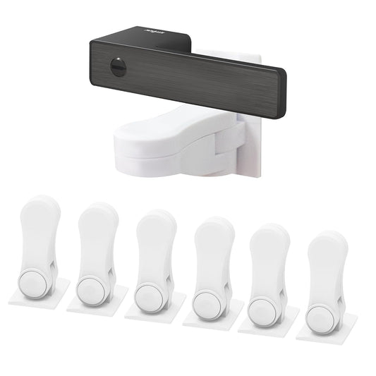 Child Proof Door Lever Lock(6 Pack) - Baby Proofing Door Handle Lock, 3M Adhesive & No DrillingNeed, Minimalist Design, Child Safety Door Handle Locks