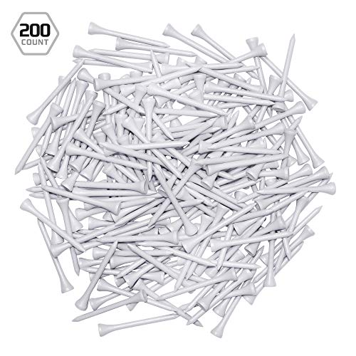 Izzo 1.75 Inch White Wood Golf Tees (200 Pack) for Golf Practice and Play