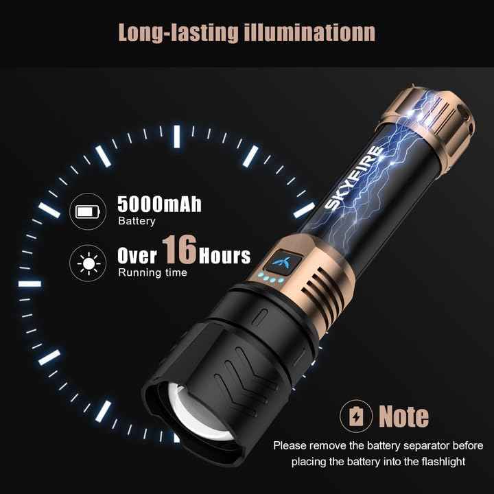 2000 Lumen Rechargeable LED Flashlight - Waterproof Tactical Light with Zoom & 4 Modes for Camping & Outdoor Use