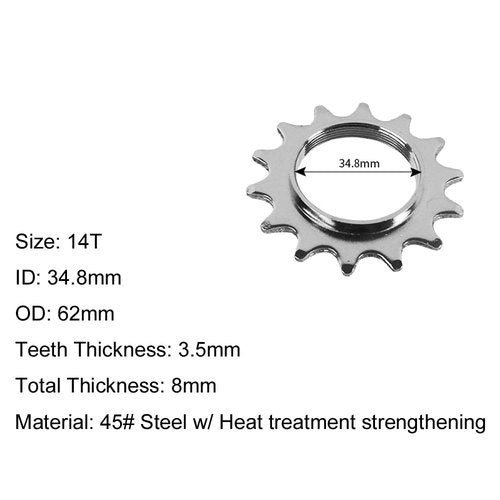 Yuauy 13T 14T 15T 16T 17T Bicycle Freewheels Single Speed Fixed Gear One Speed Bike Sprocket Cog w/Free Lock Ring 5 Sizes One Set