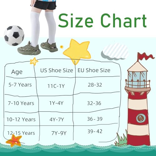 Boys Athletic Knee High Soccer Socks with Grip - 7-10 Years, Black