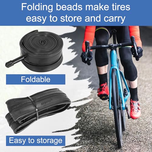 27x1.25 Foldable Bicycle Tire with Tube AV Schrader Valve – 2 Pack, RUTU