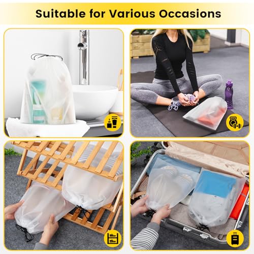 Large Travel Shoe Bags - 6 Pack Transparent Drawstring Storage Organizer