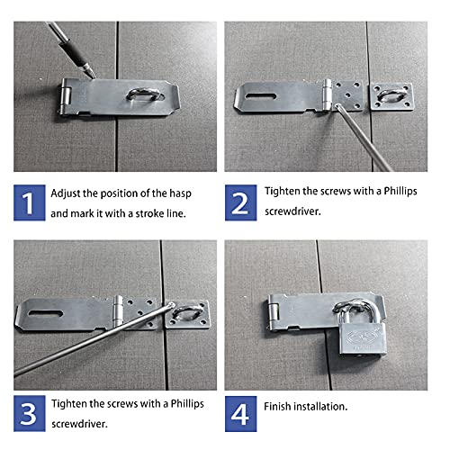 Door Locks Hasp Latch, 5 Inch Stainless Steel Safety Packlock Clasp Hasp Lock Latch, Extra Thick Gate Lock Hasp with Screws Brushed Finish 2 Pack (5inch)