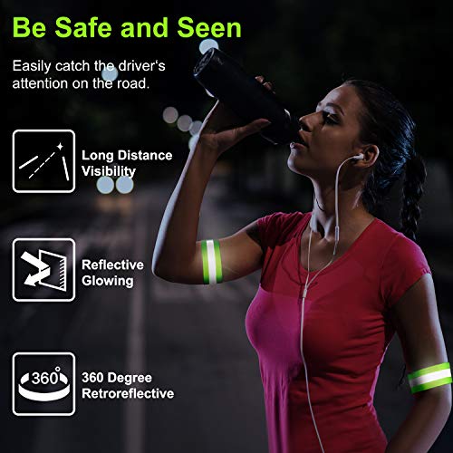 High Visibility Reflective Bands for Running - Green, 8 Pieces