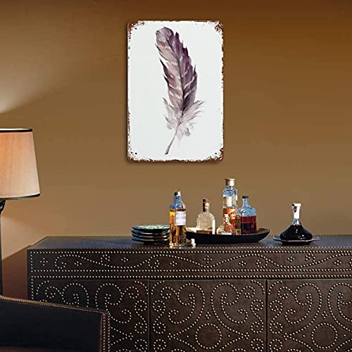 Anique Metal Tin Sign Feather Wall Art Feather Print Feather Art Feather Art Wall Sign Home Decor Tribal Wall Art Boho Print Watercolor 8x5.5 Inch