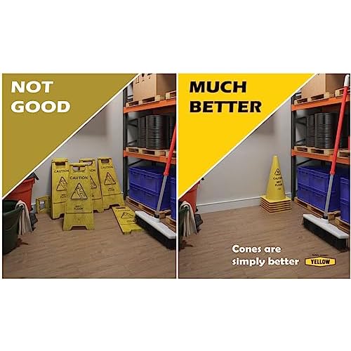 Yellow Safety¢ç Commercial 15 Inch "Caution Wet Floor" Sign Cone, 4 ct., Easy to Use and Store
