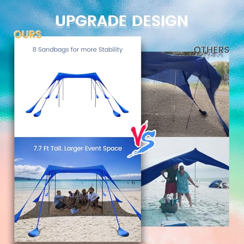 10x10FT Beach Tent Sun Shelter with UPF 50+ Protection
