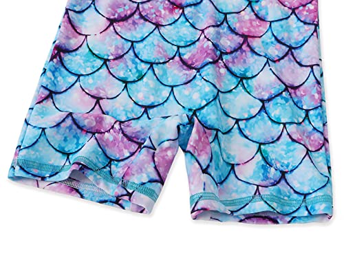 Kids One-Piece Swimwear Rash Guard - Mermaid/Floral - 7-8 Years / Blue