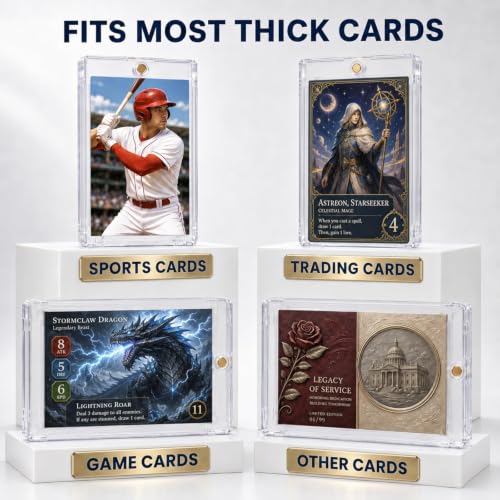 130PT Magnetic Card Holders - 50 Slim Cases for Thick Trading Cards