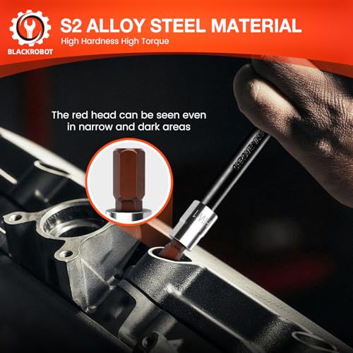 BLACKROBOT 11 mm Hex Bit Socket, 3/8 Inch Drive HW11 Allen Key Socket, Metric, Full Polished, S2 Steel Head Made For Repairing