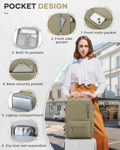 VGCUB Travel Backpack with Vacuum Seal Compression Bags - Khaki