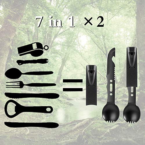 Multi-Functional Stainless Steel Camping Spork Set - 2 Pack