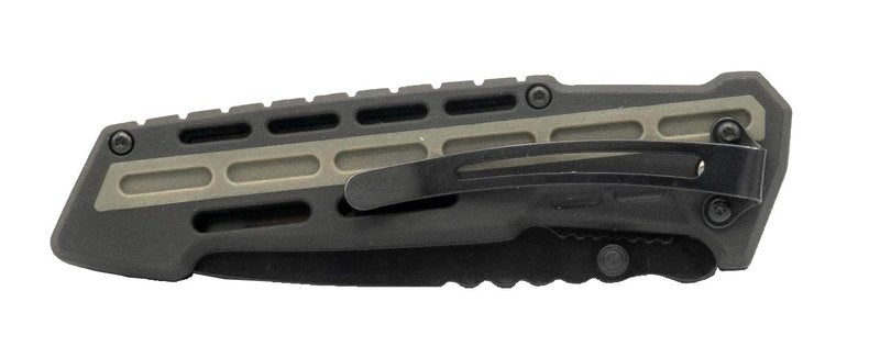 Smith & Wesson M&P AR Overmold 8.2in High Carbon S.S. Folding Knife with 3.5in Serrated Tanto Blade and Rubber Handle for Outdoor Survival and EDC, 1100082