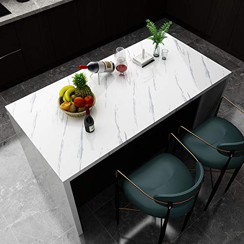 Livelynine Marble Contact Paper Peel and Stick Countertops Waterproof White Marble Wallpaper Counter Top Covers Kitchen Cabinet Wallpaper Self Adhesive Countertop Vinyl Wrap Desk Table 15.8x78.8