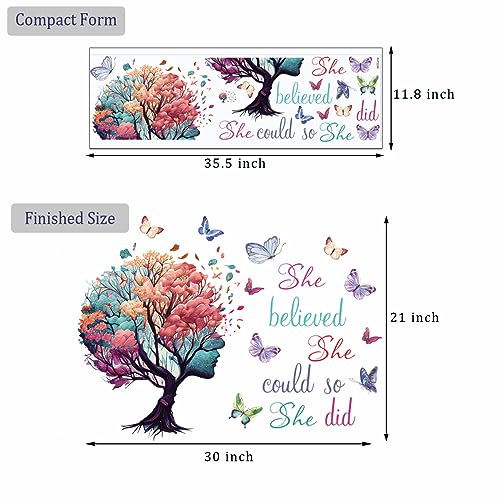 Inspirational Quote Wall Decal - She Believed She Could Tree & Butterfly Art