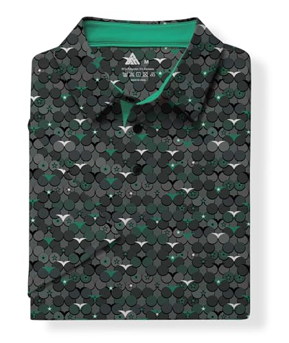 Men's Golf Polo Shirt - Short Sleeve, Moisture Wicking, Blackish Green, X-Large