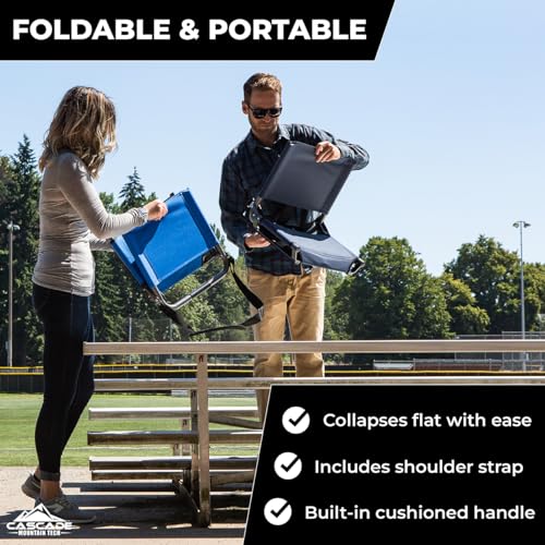 Cascade Mountain Tech Grey Lightweight Stadium Seat with Back Support & Bleacher Hook