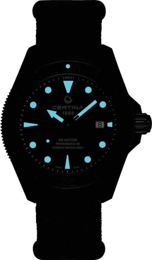 Certina DS Action Diver Watch - 43mm Swiss Automatic, Stainless Steel, Black Dial, Durable Design