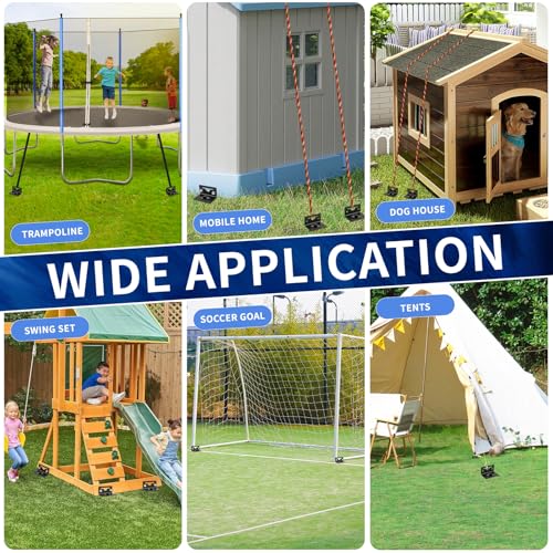 Junware 25-Inch Multi-Purpose Ground Anchor Kit for Sheds, Trampolines & Heavy Outdoor Structures - Black / 4 Pack