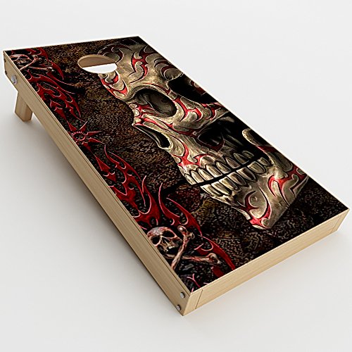 Cornhole Game Board Vinyl Wrap Skins - Tribal Skull Design