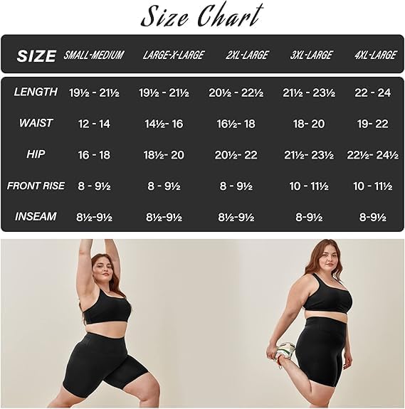 TNNZEET Plus Size Biker Shorts for Women - 8" High Waisted Tummy Control Spandex | Black (XL-4XL)