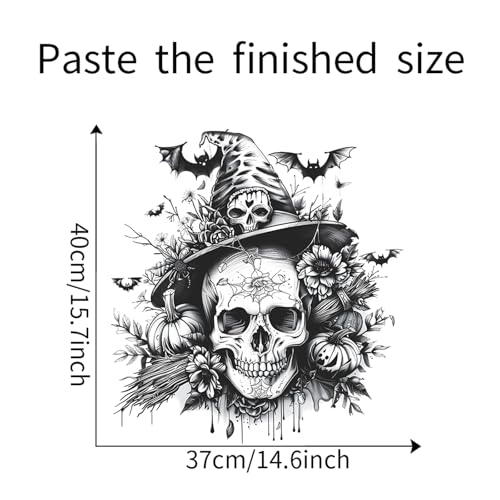 Halloween Scary Wall Stickers Decals,Black Skeleton Pumpkin Bat Halloween Home Decorations,Horror Skull Wall Stickers for Party Haunted House Door