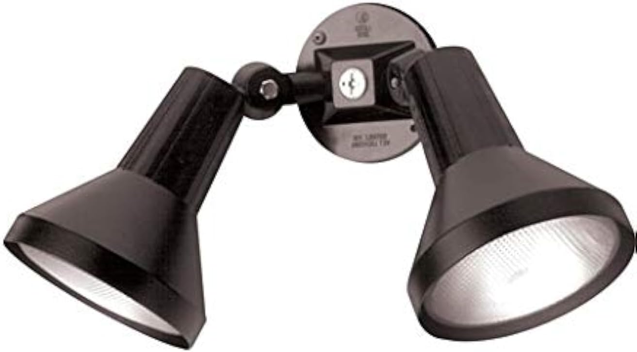 150W Outdoor Security Flood Light - Dual Head, Weatherproof Cast Aluminum, Dark Bronze Finish