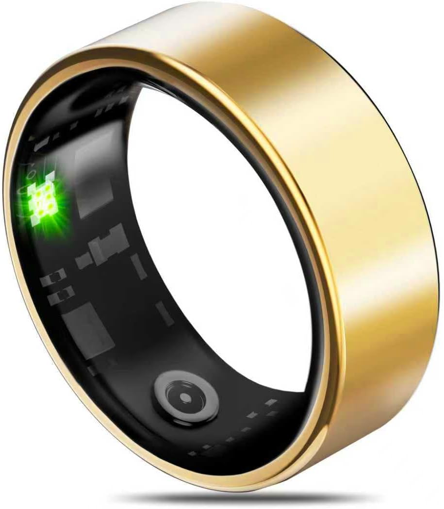 Skiennix Smart Health Ring - Fitness Tracker with Heart Rate, Blood Oxygen & Sleep Monitoring | Pale Gold 6#