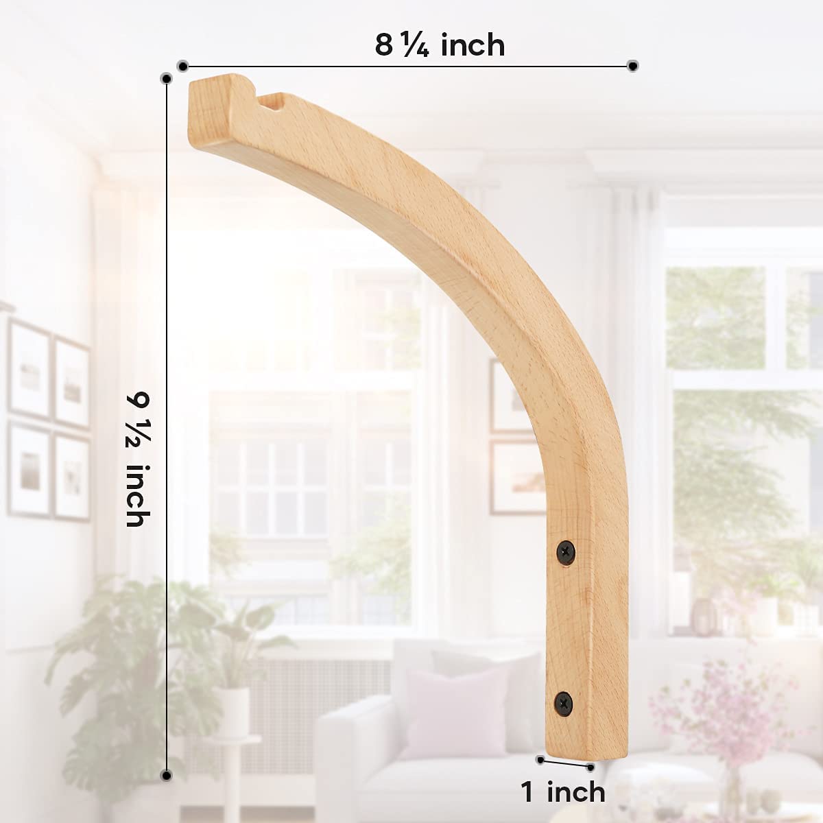 Smowfes Wooden Wall Hooks for Plants - 8 Inch Indoor Plant Hangers, 2 Pack Decorative Wood Wall Hooks for Hanging Planters, Lanterns, Wind Chimes & Garden Decor (Natural Wood, Heavy Duty)