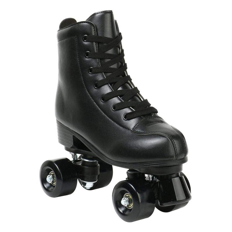 XUDREZ Roller Skates, Double Row Skates, Adjustable Leather High-top, Perfect Indoor Outdoor, Adult, Black Wheel, Women's 12 / Men's 10.5