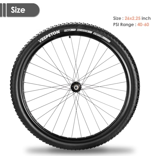 VESPETON 26x2.25 Inch Mountain Bike Tires 2 Pack - High Grip, Puncture-Resistant, Foldable, 60 TPI