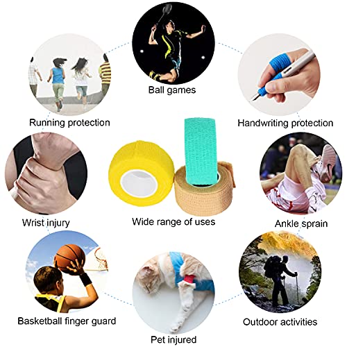Cohesive Wrap - 15 Pack, 1 Inch x 5 Yards, 15 Colors