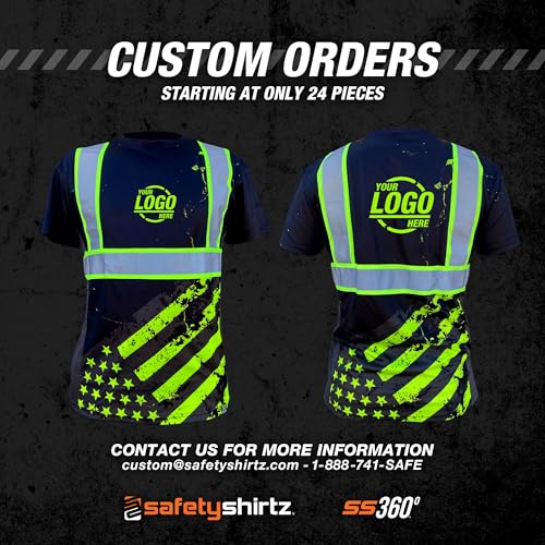 SafetyShirtz Men's SS360 Stealth and Northern Lights - Type-O and Enhanced Visibility - UPF 40 - Reflective Shirt