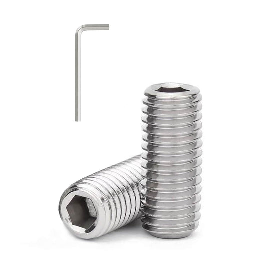 3/8-16 x 1'' (10 Pack) Set Screws, 304 Stainless Steel 18-8, Internal Hex Head Allen Drive Cup Point Screws (with Hex Key Wrench)