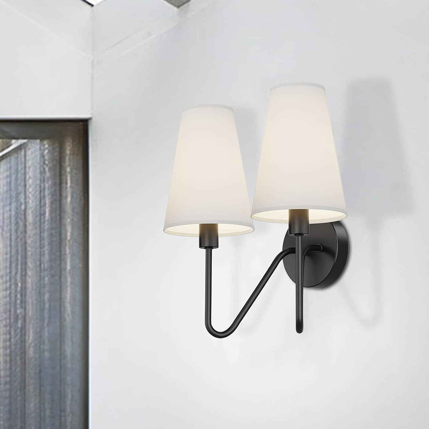 Gold Wall Sconce Lighting Fixture - Set of 2 Classic E12 Hardwired Lamps with Cream Shades