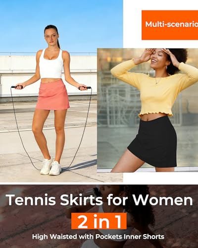 Tennis Skirts for Women with Shorts, High Waisted Golf Skort Stretchy