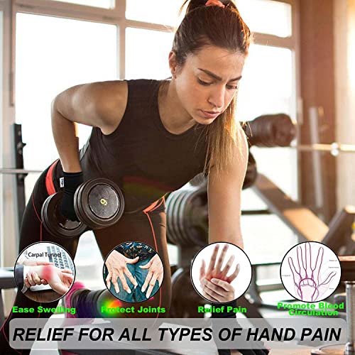 Happymart Medium Black Arthritis Compression Gloves for Hand & Wrist Support, Open Finger Design