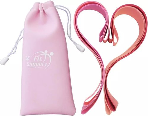 Fit Simplify Resistance Loop Exercise Bands - Set of 5 with Instruction Guide & Carry Bag
