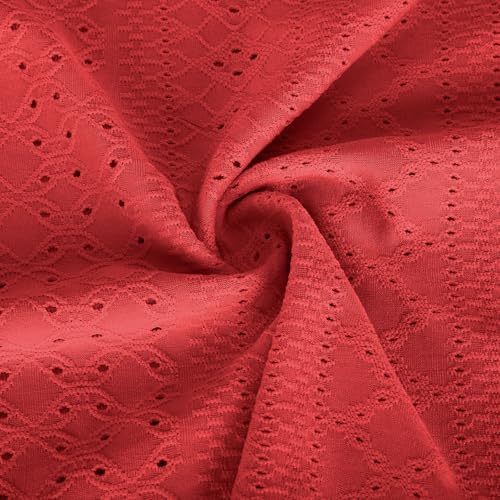 Maxi Dress for Women - Eyelet Spaghetti Sleeveless V Neck, Watermelon Red, Medium