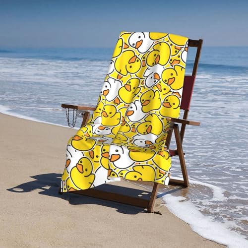 Ngzhyad Cute Rubber Duck Beach Towel Large Microfiber Sand-Free Quick Dry 32x52 Inch, One Size