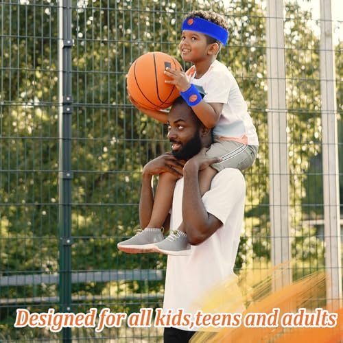 Sports Sweatbands Set for Kids - 2 Headbands & 4 Wristbands - Red & Blue