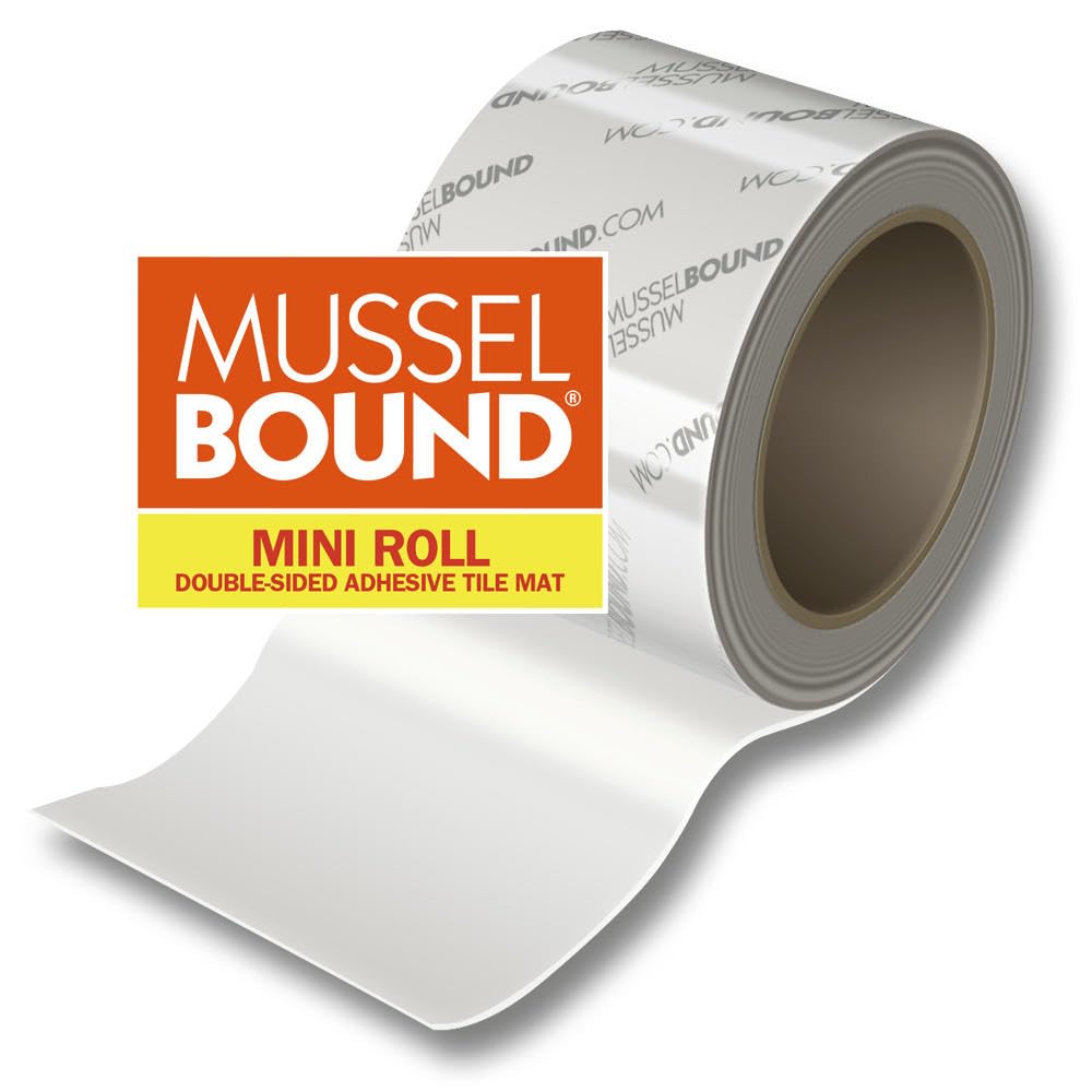 MusselBound® Adhesive Tile Mat - MINI ROLL - (3.75 sq ft per roll), Easy Installation for Small Spaces