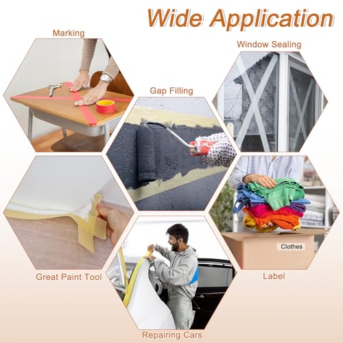 PATIKIL Masking Tape 0.2 Inch Wide, 4 Roll 22 Yard Painters Tape Bulk No Residue Craft Tape for Wall Painting Labeling Car Painting Home DIY Flower Crafts Decoration, Red