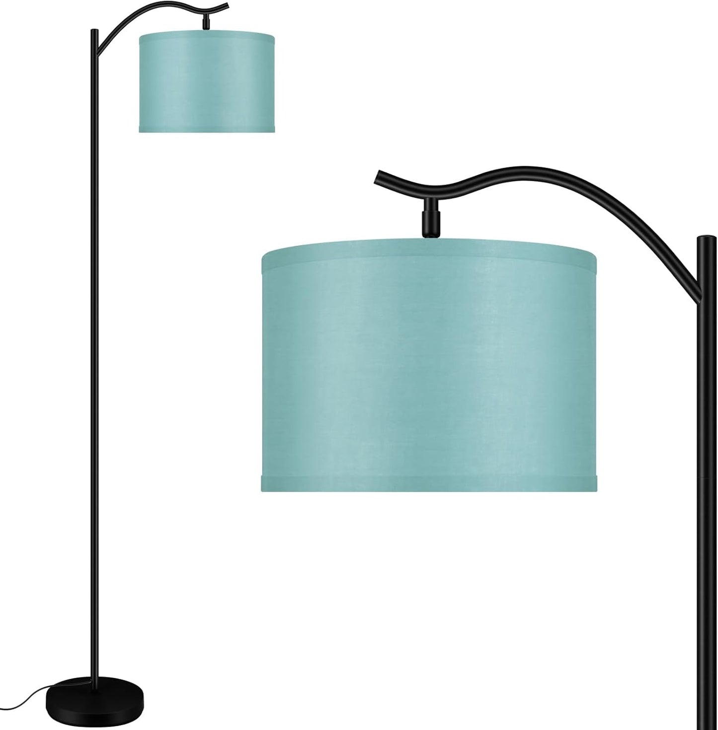 Modern LED Floor Lamp with Bohemian Linen Shade – Arched Tall Standing Light for Living Room & Bedroom