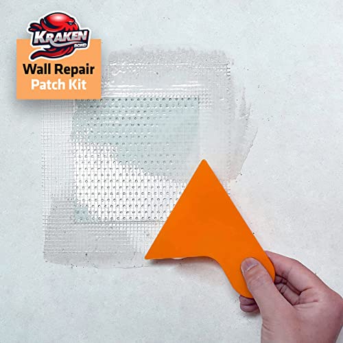 Kraken Bond Drywall Patch Repair Kit - (2x8 fl.oz.) Easy to Use Wall Patch Repair Kit for Drywall Hole & Cracks, Includes Aluminum Self-Adhesive Patch, Grit Sandpaper, Plastic Putty Knife, 2 Pack